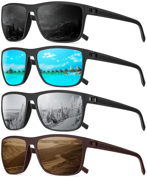 QALLY Polarized Sunglasses-Men-Women Mens Sunglasses: Classic Sun Glasses with UV Protection Driving Fishing Golf 4 Packs