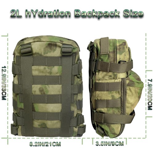 Molle Hydration Backpack for 2L Hydration Bladder, Lightweight Hydration Backpack Water Carrier for 2L Hydration Bladder Reservoir Pack for Hiking Biking Running Climbing (ATFG)