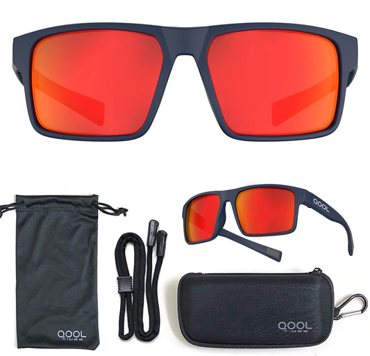 QOOL TIMES Living out your F1A Square Polarized Red Sunglasses Men Women Fishing Running Driving