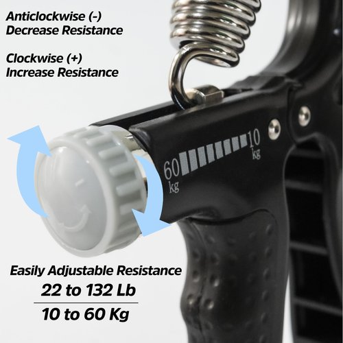 Spearaid Hand Grip Strengthener, 22 lb - 132 lb, Black, Hand Strengthener