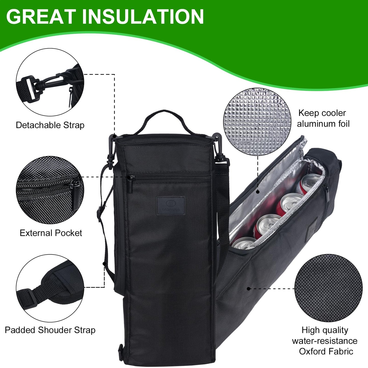 Golf Bag Cooler, Golf Accessories Father's Day Papa Gifts for Men Dad Husband, Anniversary Birthday Gift for Him, Cooler Holds 6 Beer Cans Keeps Drinks Cold for Hours - Fits Discreetly in Golf Bags