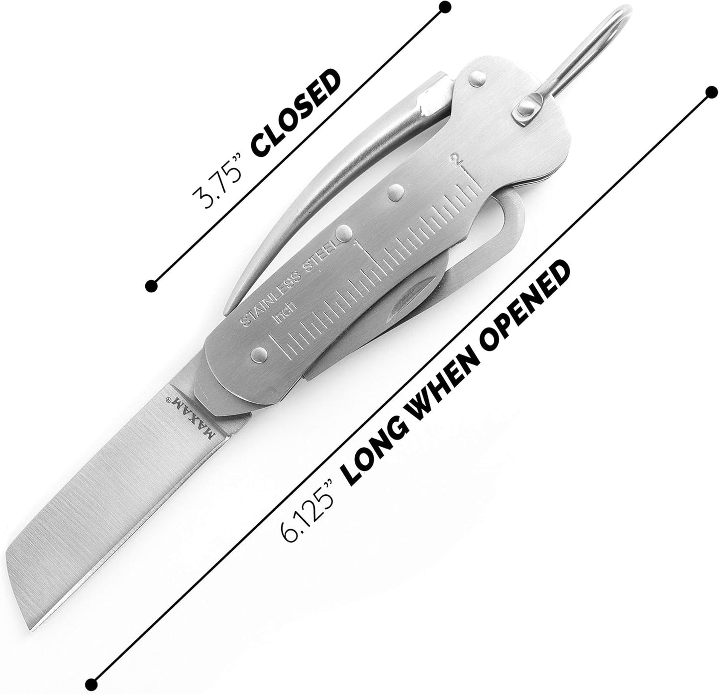 Maxam 3 3/4 Inch Sailor's Tool, a Powerful Multi-Use Sailor Knife Ideal for Boating, Fishing, Camping or Outdoor Activity, Silver