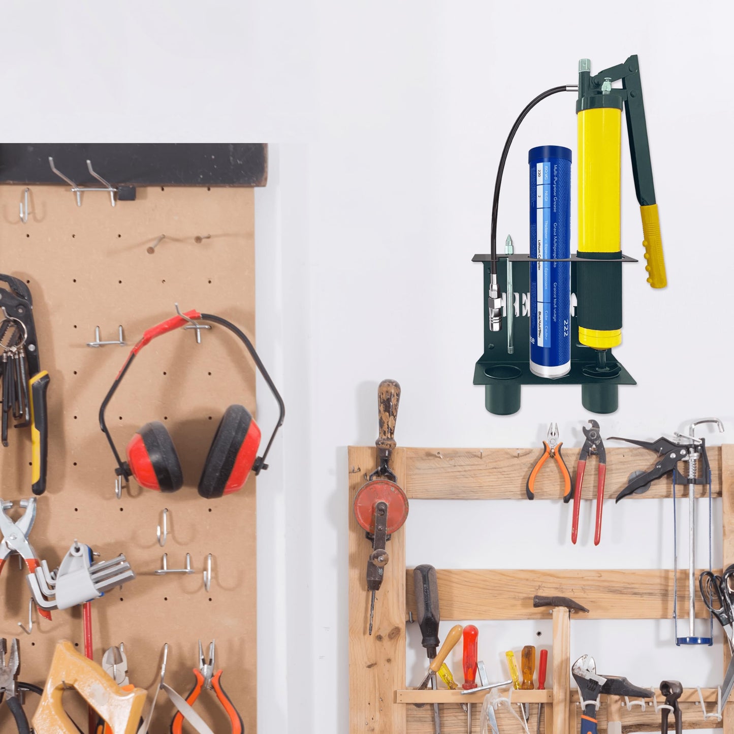 Grease Gun Holder Wall Mount for Garage Toolbox & Tractor Storage - Durable Air Tool Organizer, Grease Gun Storage for Garage Tools