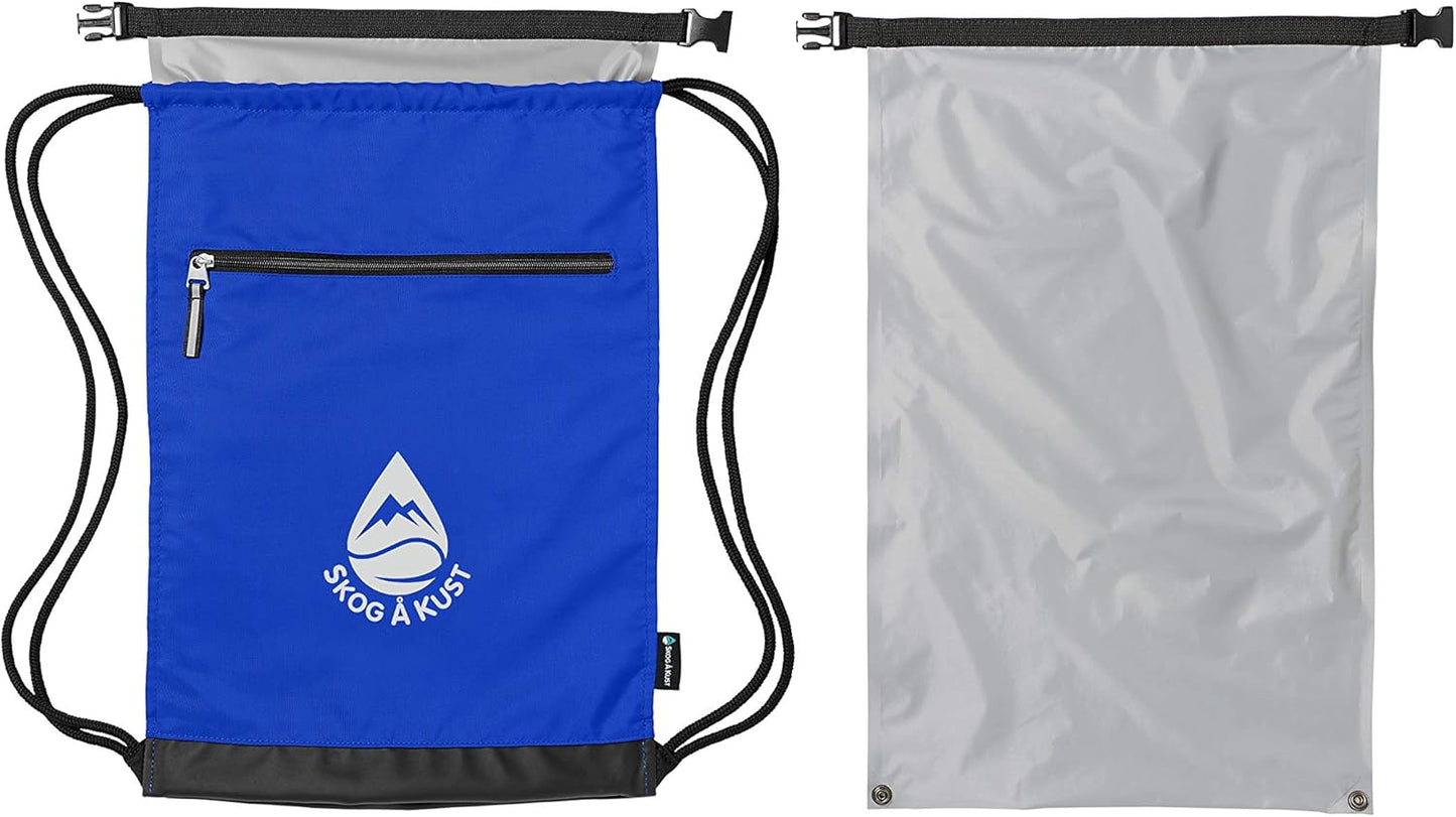 Skog Å Kust GymSak | Patented 2-in-1 Drawstring Cinch Bag with Removable Waterproof Dry Bag | Red