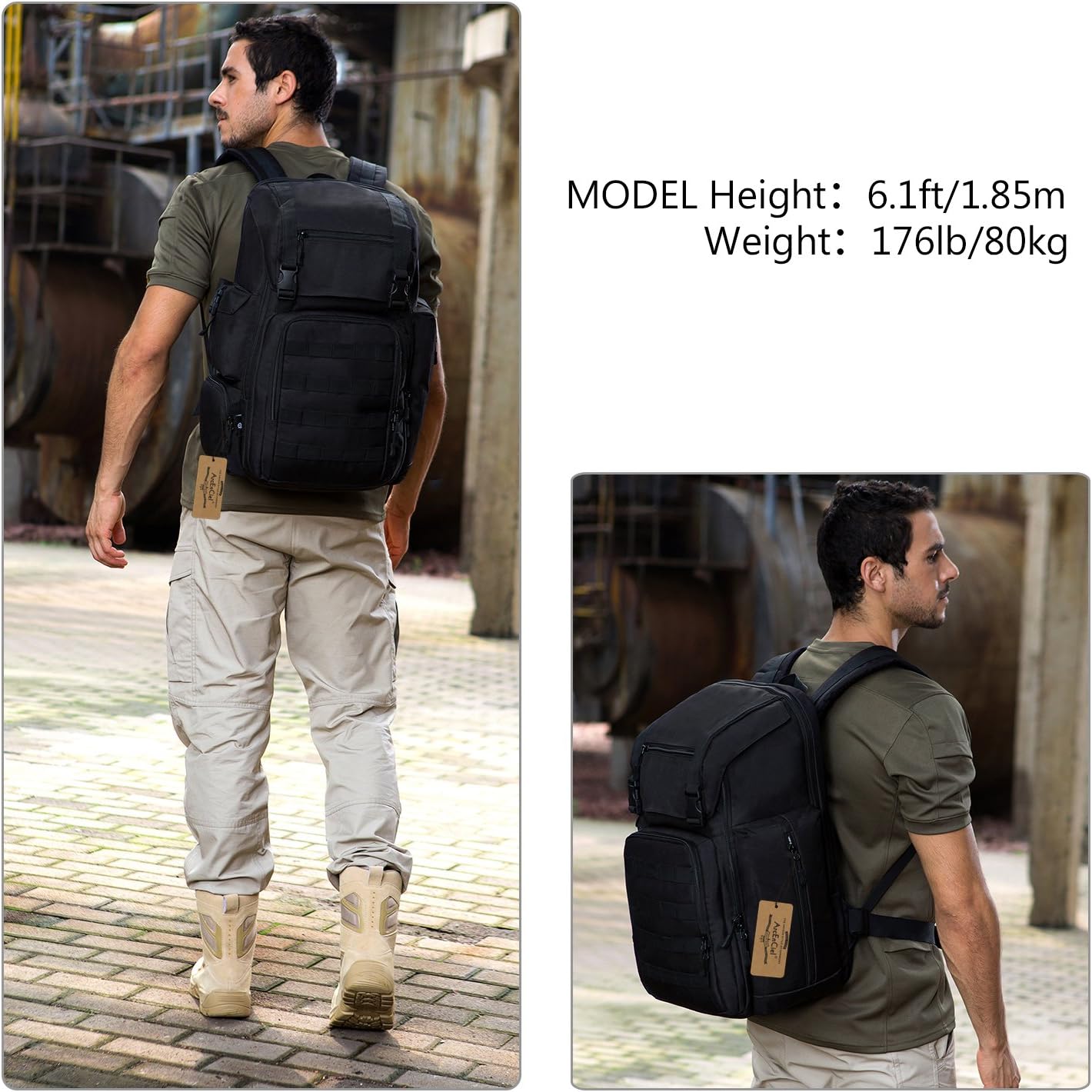ArcEnCiel 40L Tactical Backpack Military Shoes Bags Daypack Assault Pack Bug Out Bag Molle Rucksack - Rain Cover Included