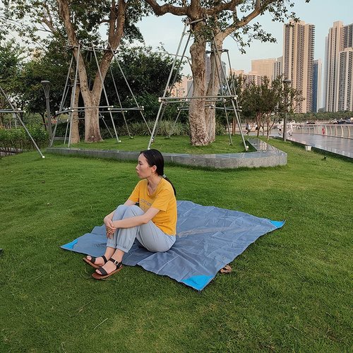 Orga'Neat Outdoor Pocket Blanket, 55”*60” Foldable Compact Lightweight Fast Dry Thin Tarp Mat for Picnic Camping Hiking Backpacking, Water-Resistant, Easily Put in Small Bag