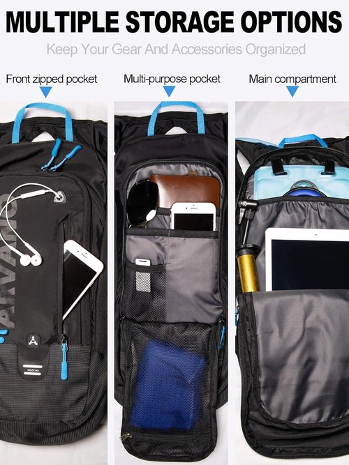 Hydration Backpack, Lightweight Hydration Pack with 2L Water Bladder, 6L Water Backpack for Men Women Cycling, Hiking, Mountain Biking, Skiing