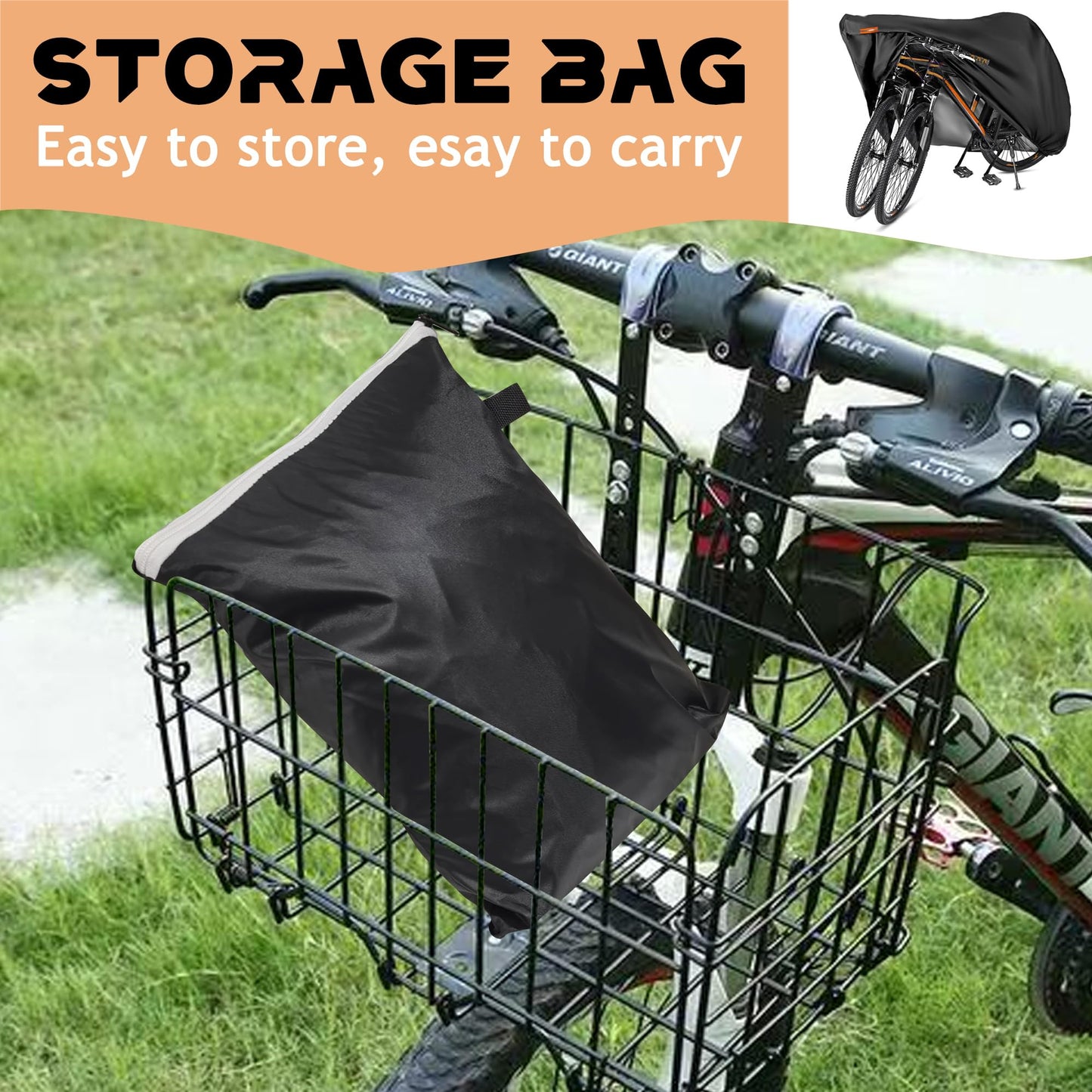 Amazing Fair Bike Cover - Fits 1, 2 Bikes, Durable Nylon Fabric, UV Resistant & Dustproof, Outdoor Storage