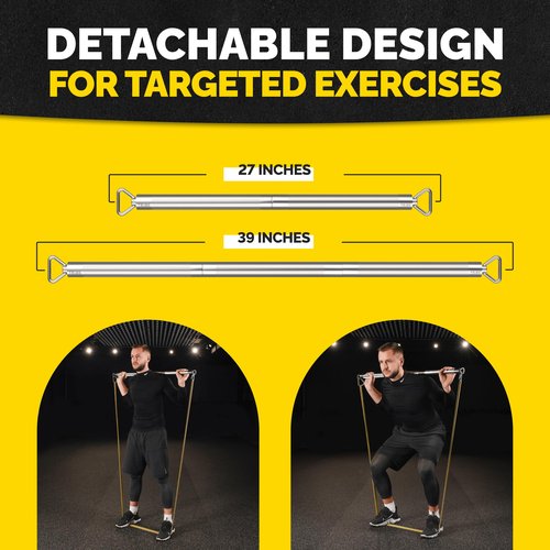 Heavy Duty Steel Resistance Band Bar - Portable Resistance Bar for Resistance Bands - Resistance Bar for Working Out - Dual Cable Machine Bar - Straight Bar Cable Attachment
