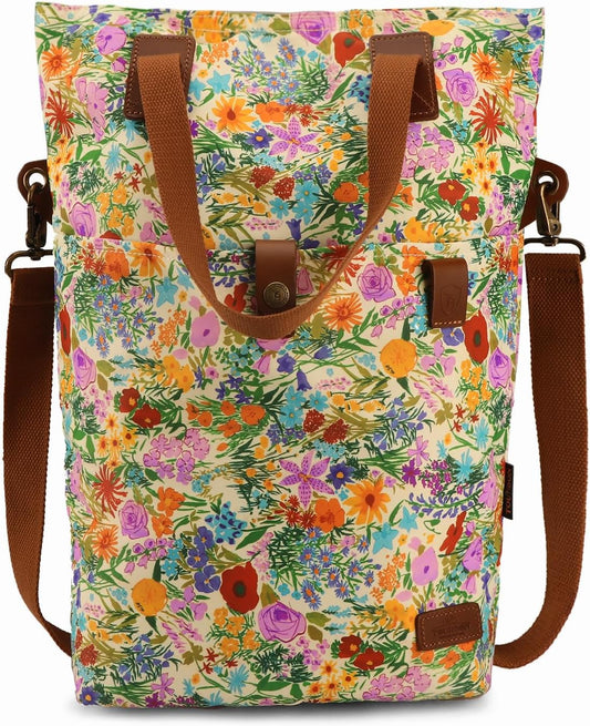 TOURBON Canvas Clip-On Quick-Release Bike Panniers Women's Shoulder Tote Bag