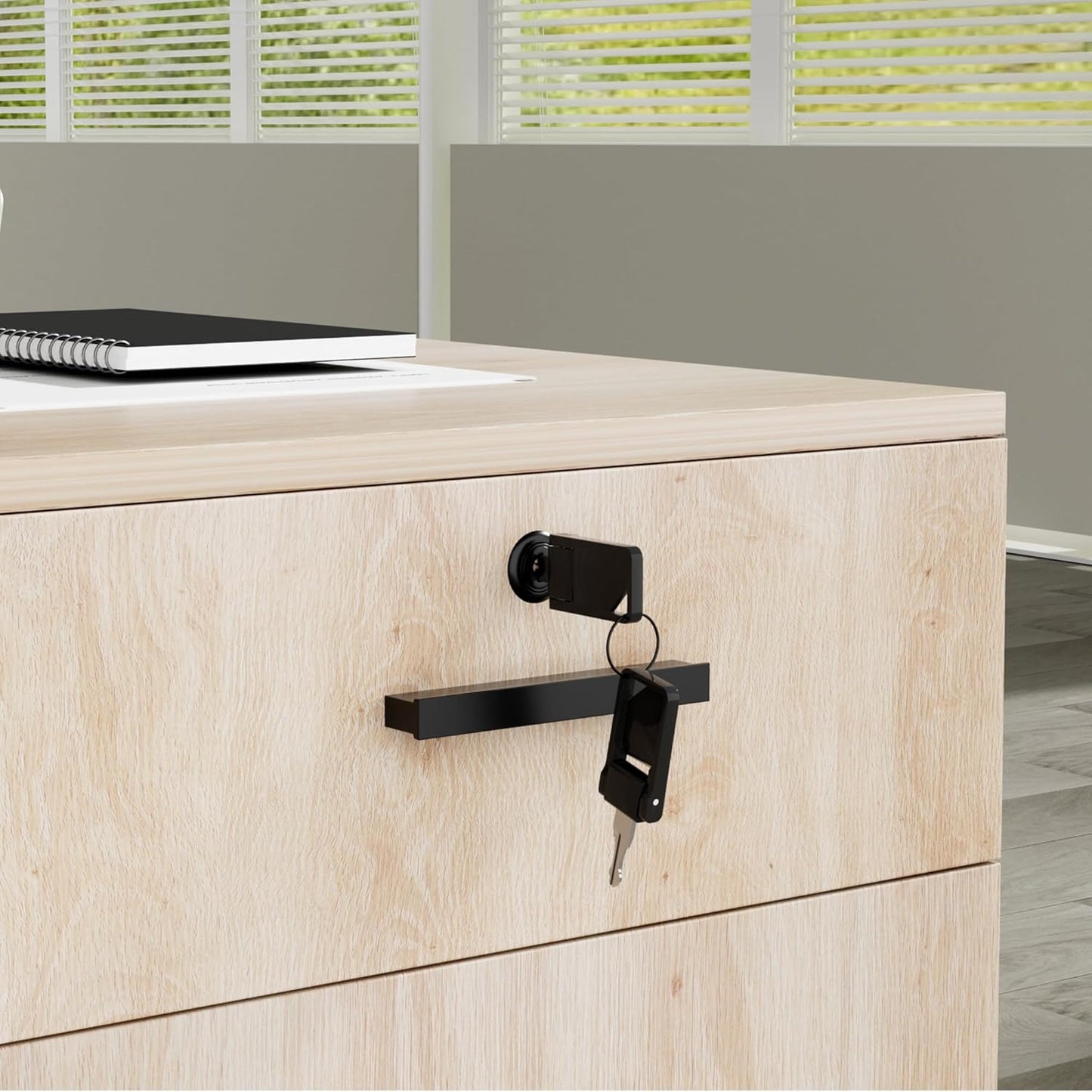 TUSY Modern Reception Desk with Storage Drawers, 55.1" Office Counter with Power Outlets, Contrast Color Secretary Table, Front Desks for Salon, Lobby – White (55.1" W x 23.6" D x 43.3" H)