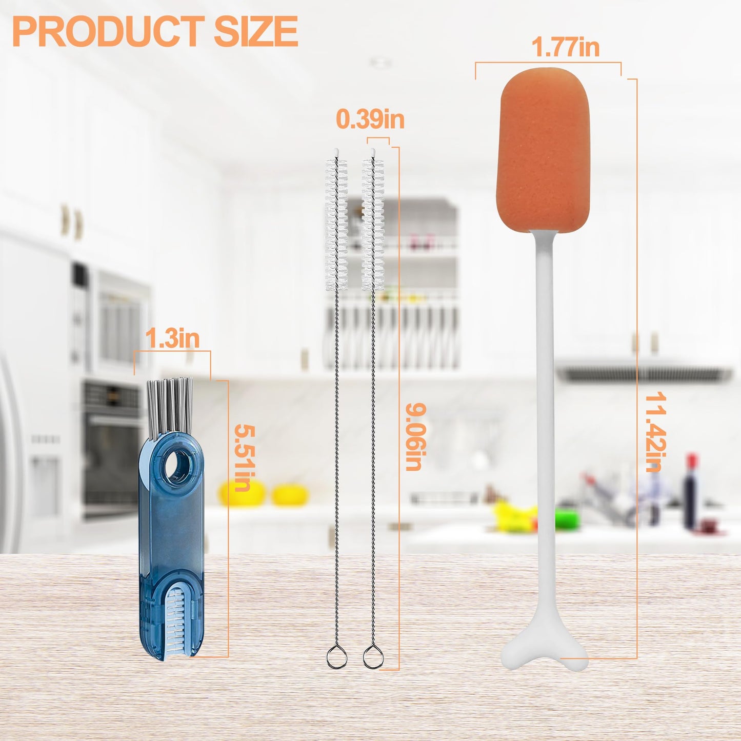 4 Pack Water Bottle Brush Cleaner Set for Owala Twist, Free-Standing Cleaner for Stanley All Day Slim, 2 Straw Brushes, 3-in-1 Lid Cleaning Brush for Spout Crevices