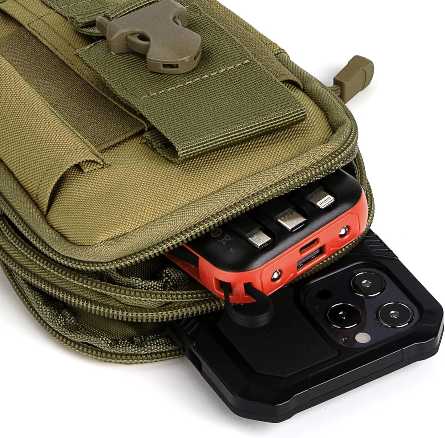 IronSeals Tactical Molle Phone Pouch Compact Utility Belt Waist Bag with Shoulder Strap for iPhone 14 Plus/14 Pro Max/14 Pro/14/13 Pro Max/13/12 Pro