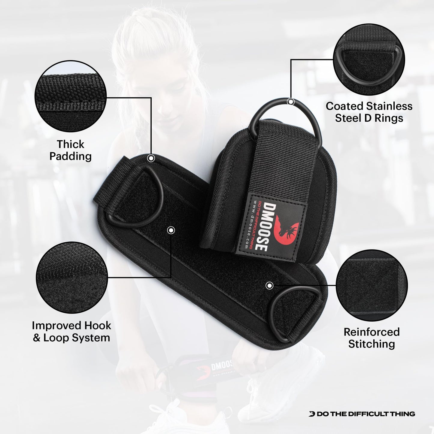 DMoose Glute Tone Bundle - Ankle Strap and Fabric Resistance Bands for Full Body Fitness