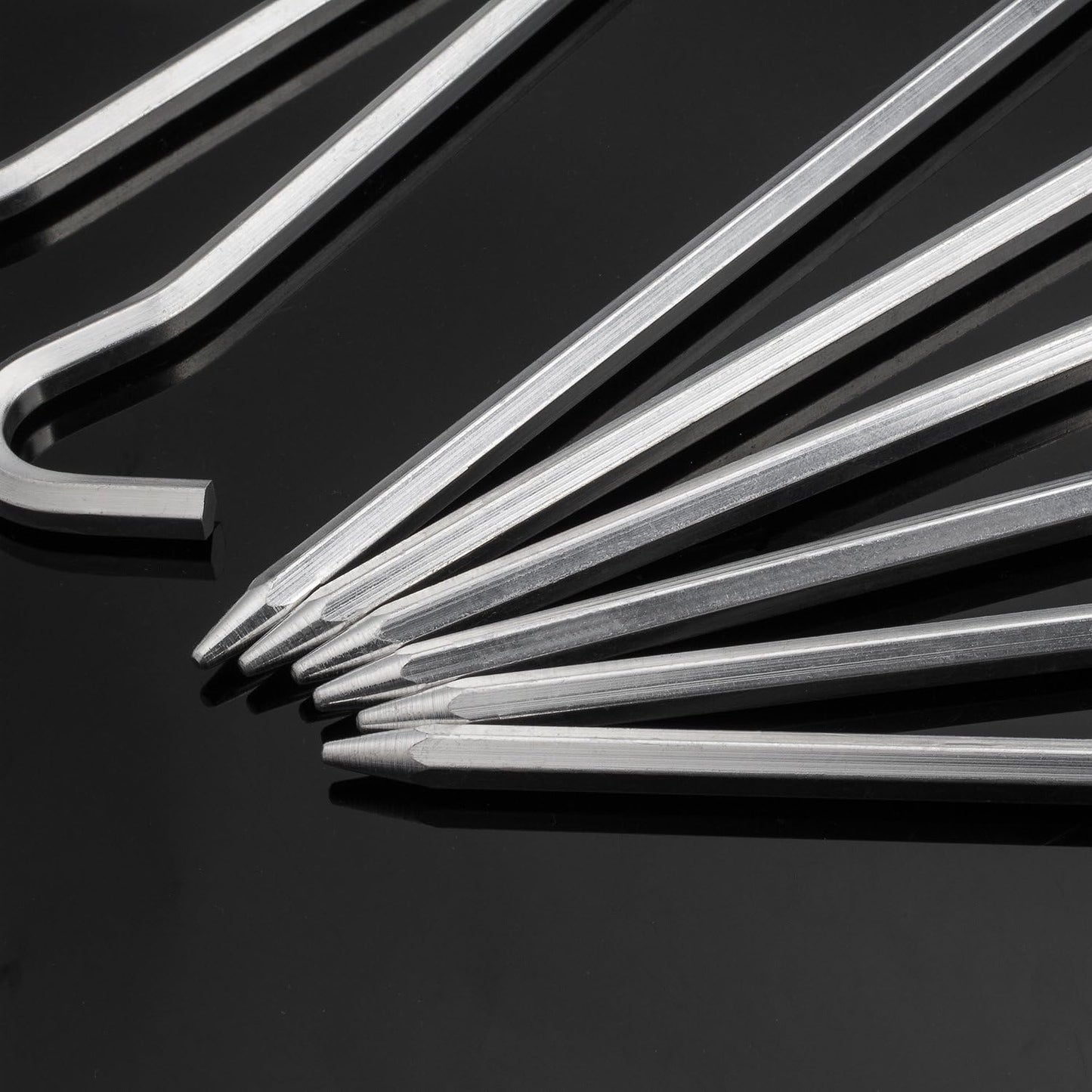 Tent Pegs - Aluminium Tent Stakes Pegs with Hook - 7’’ Hexagon Rod Stakes Nail Spike Garden Stakes Camping Pegs for Pitching Camping Tent, Canopies