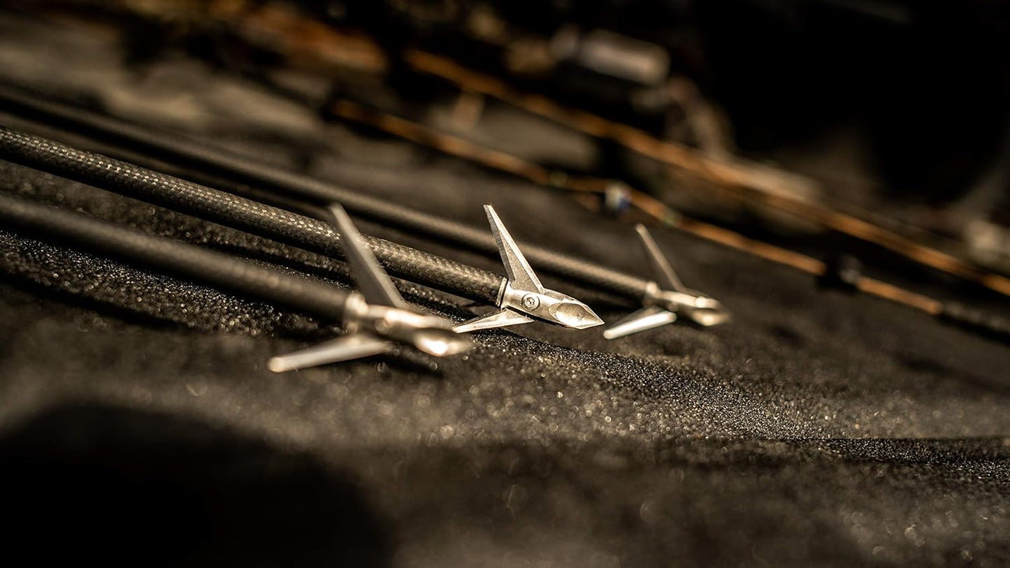 Crossbow Broadheads | 3 Pack | 100 Grain Screw-In Cross Bow Hydroschok-X Pivoting Broadhead, Cross Bow Arrow Heads, Bow Hunting Accessories, 0.032”, Stainless Steel, Silver, Model: RAM100CB