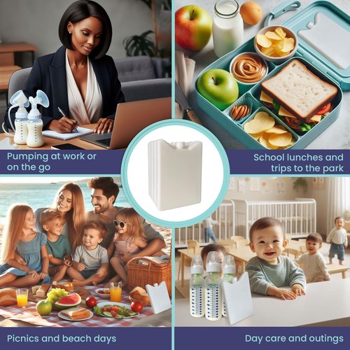 Luxuroo ICE Slim Design Reusable BPA Free Non-Toxic Breast Milk Ice Packs Cold Freezer Packs for Breastmilk Storage Baby Bottles Lunch Coolers Day Care Breastfeeding Pumping Moms (Set of 4, White)