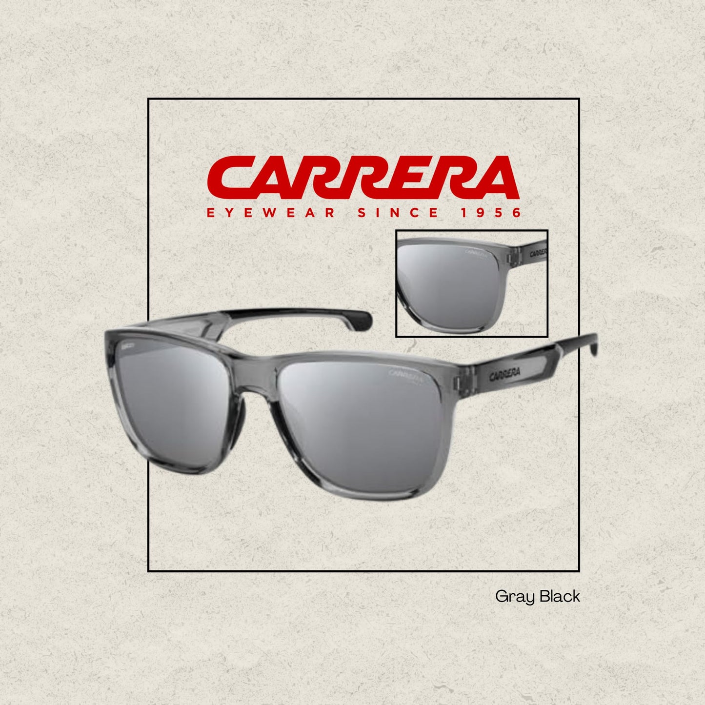 Carrera-Ducati CA003/S R6S 57MM Grey Black / T4 Silver Mirror Square Sunglasses for Men + BUNDLE With Designer iWear Complimentary Eyewear Kit