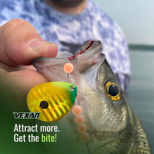 Vexan Glow Walleye Spinner Rig – Worm Harness with Live Bait Rig for Walleye Fishing, Crawler Harness and Fishing Lures (4-Count, Fire Ant)