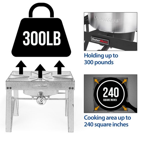 OuterMust Outdoor Propane Burner Heavy Duty Propane Gas Stoves for Cooking with 10 PSI Regulator and Cast Iron Braided Holes Perfect for Home Brewing, Crawfish Boiler, Turkey Fryer and Seafood Boiler