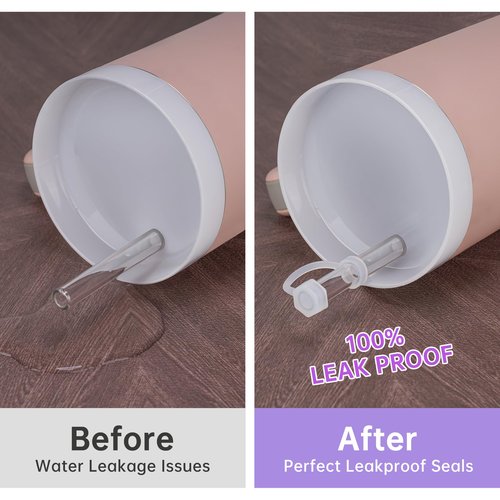 NiHome Silicone Water Bottle Handle with Anti-Spill Stopper Kit - Compatible with Stanley 1.0 & 2.0, Fits 2.7-5.12 Inch Diameter for Easy Carrying On-The-Go (Purple)