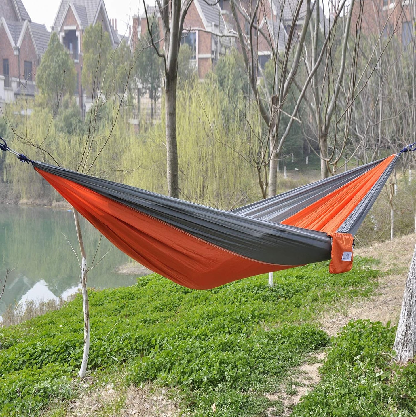 Portable Nylon Fabric Travel Camping Hammock Light Blue/Blue