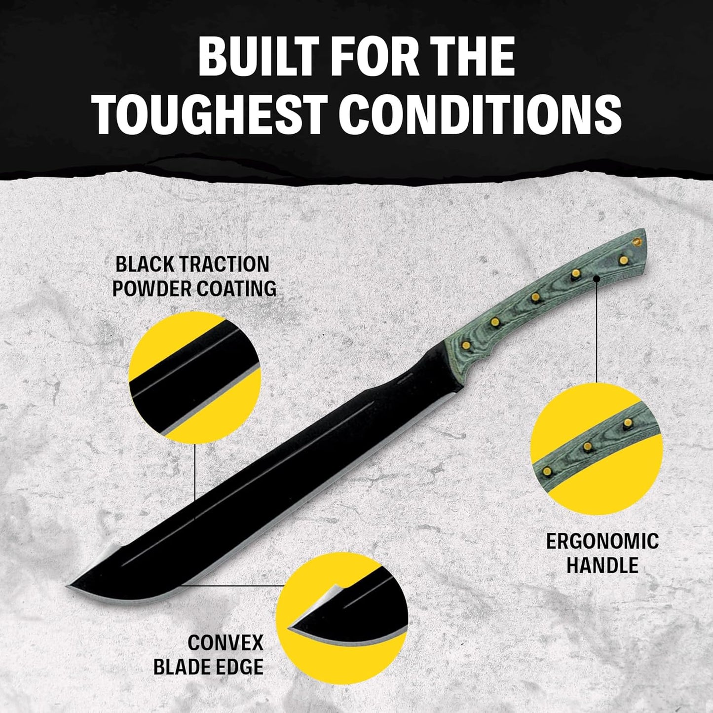 Condor Tool & Knife Discord Machete - 1075 High Carbon Steel Tactical Machete with a Micarta Handle - Hand Crafted Welted Leather Sheath - 3mm Thick - 17.5in Blade - 42oz