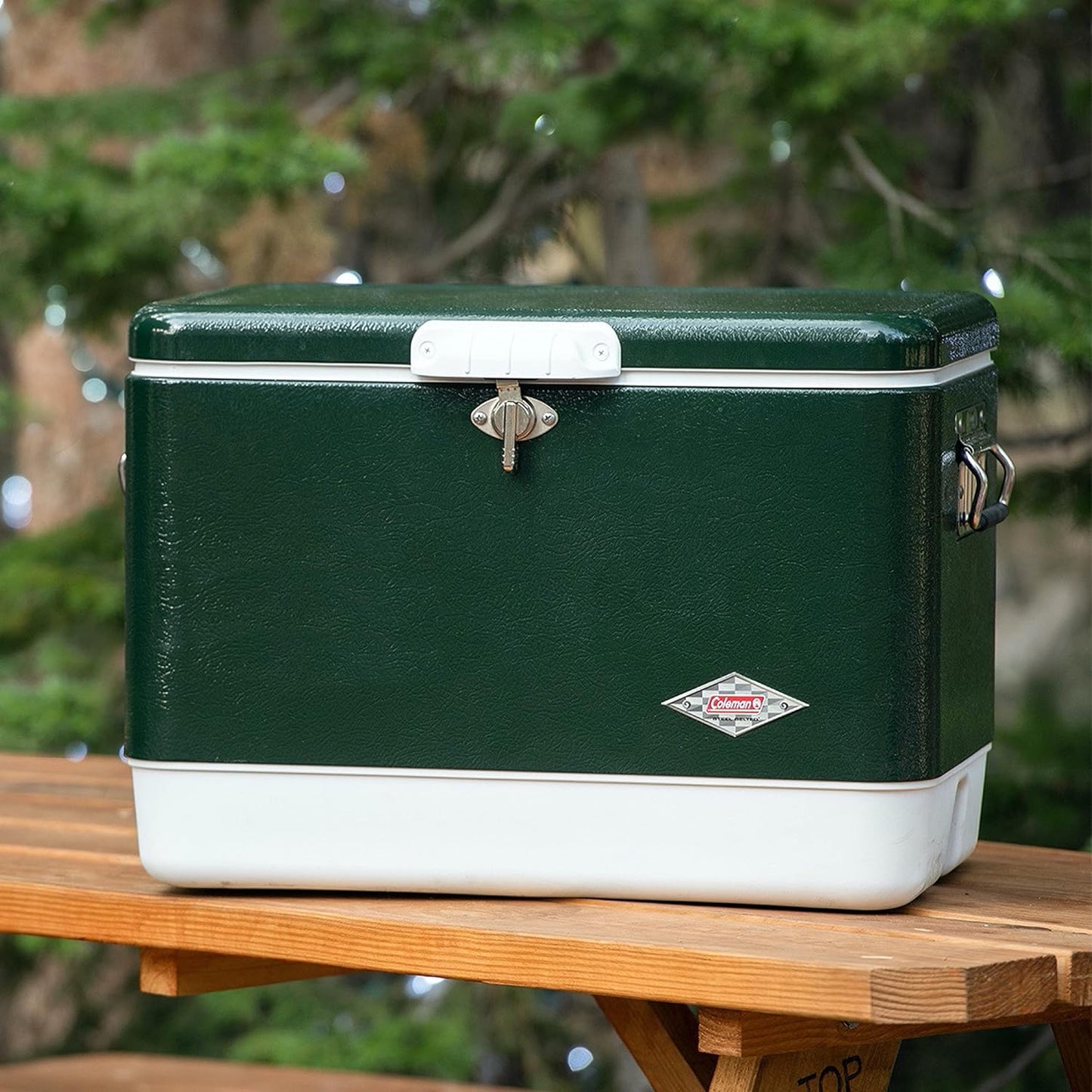 Coleman Vintage 54qt Steel Belted Cooler, Keeps Ice Up to 4 Days, 85-Can Capacity Hard Cooler with Drain & Have-A-Seat Lid