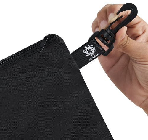 Utility Bag - Tear-resistant Nylon Bag with Zipper Closure and Easy Fastening Hook - Set of 4 (Black, 12 x 16 inch)