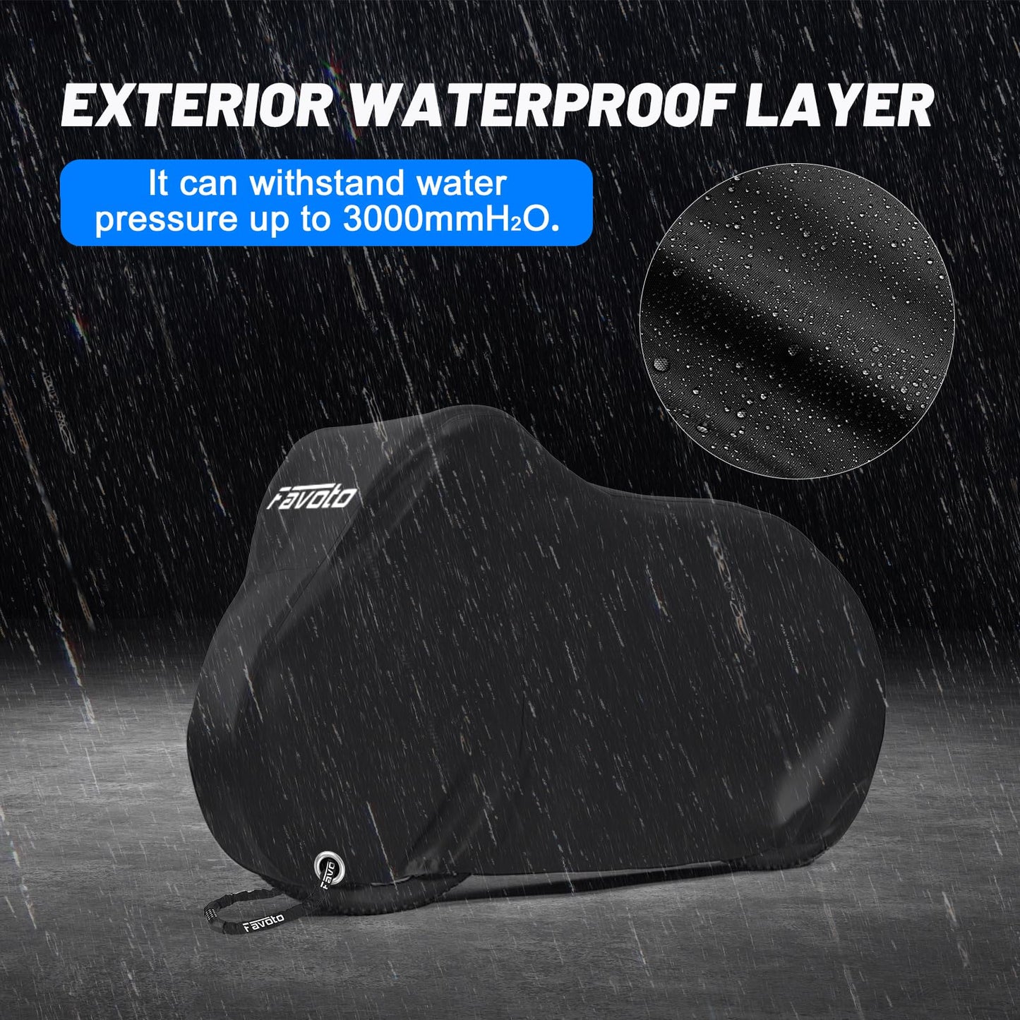 Favoto Bike Cover Waterproof Outdoor - Bicycle Covers for 1 or 2 Bikes Outside Storage Rain Dust Sun Wind Proof with Lock Hole Storage Bag for Ebike Mountain Road Electric Bike