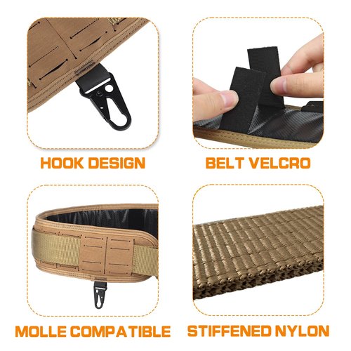TWINFALCONS Tactical Battle Belt Modular Rigger's Belt Quick Release Buckle Molle Belt Patrol Belt Duty Belt Adjustable 1000D Nylon Belt (Coyote Brown)