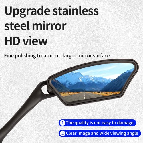 SUKOUSRAM Handlebar Bike Mirror,Rotatable Wide Angle Rearview Blast-Resistant Safe HD Glass Lens Bike Mirror,Scratch Resistant Mirror for Road Mountain MTB Scooter Moto E-Bike,1 PCS for Right