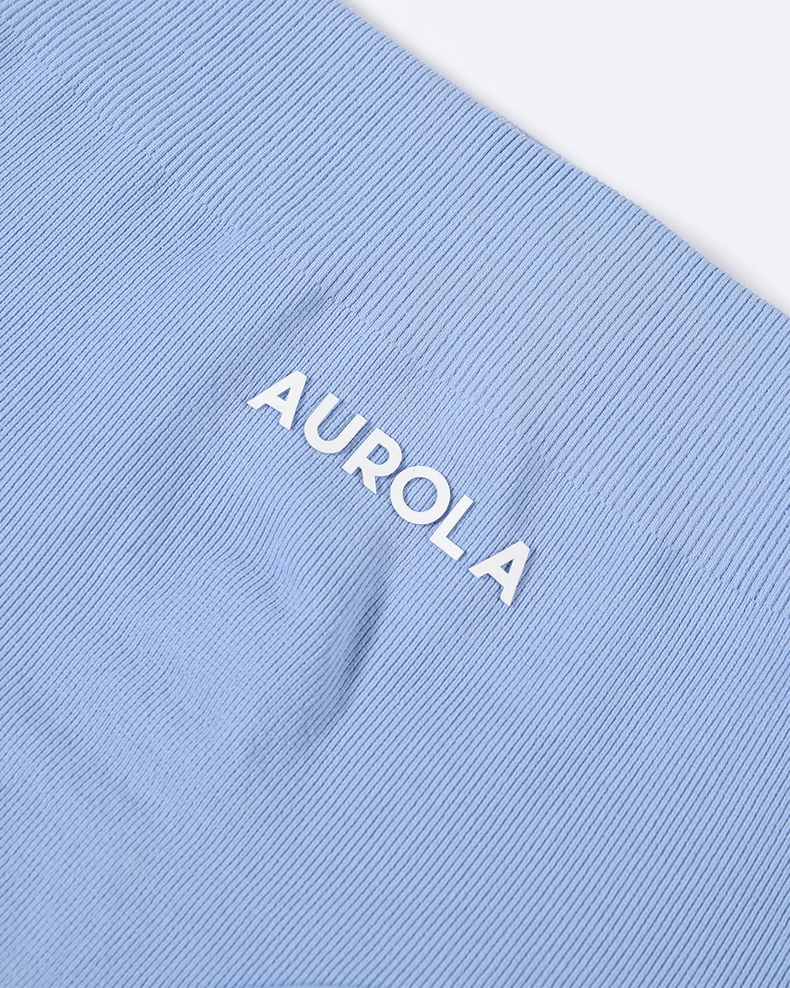 AUROLA Impressive Collection Workout Shorts for Women,High Waisted V-Shape Seam Gym Embossed Logo Athletic Fitness Short(Airy Blue,S)