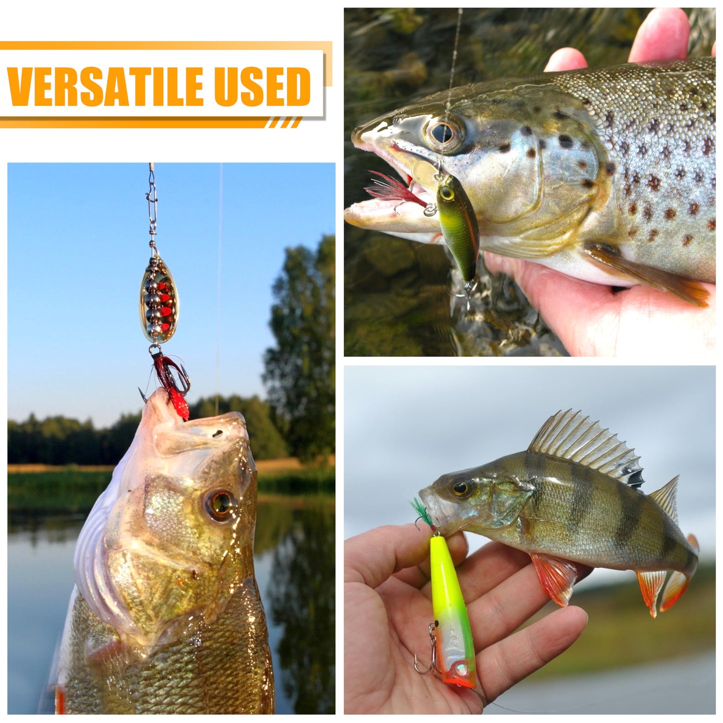 Fishing Treble Hooks Feather Hooks,50pcs Feathered Dressed Treble Hooks Kit Round Bend Treble Fishing Hooks Barbed Triple Fish Hooks for Catfish Lure Baits Saltwater Freshwater