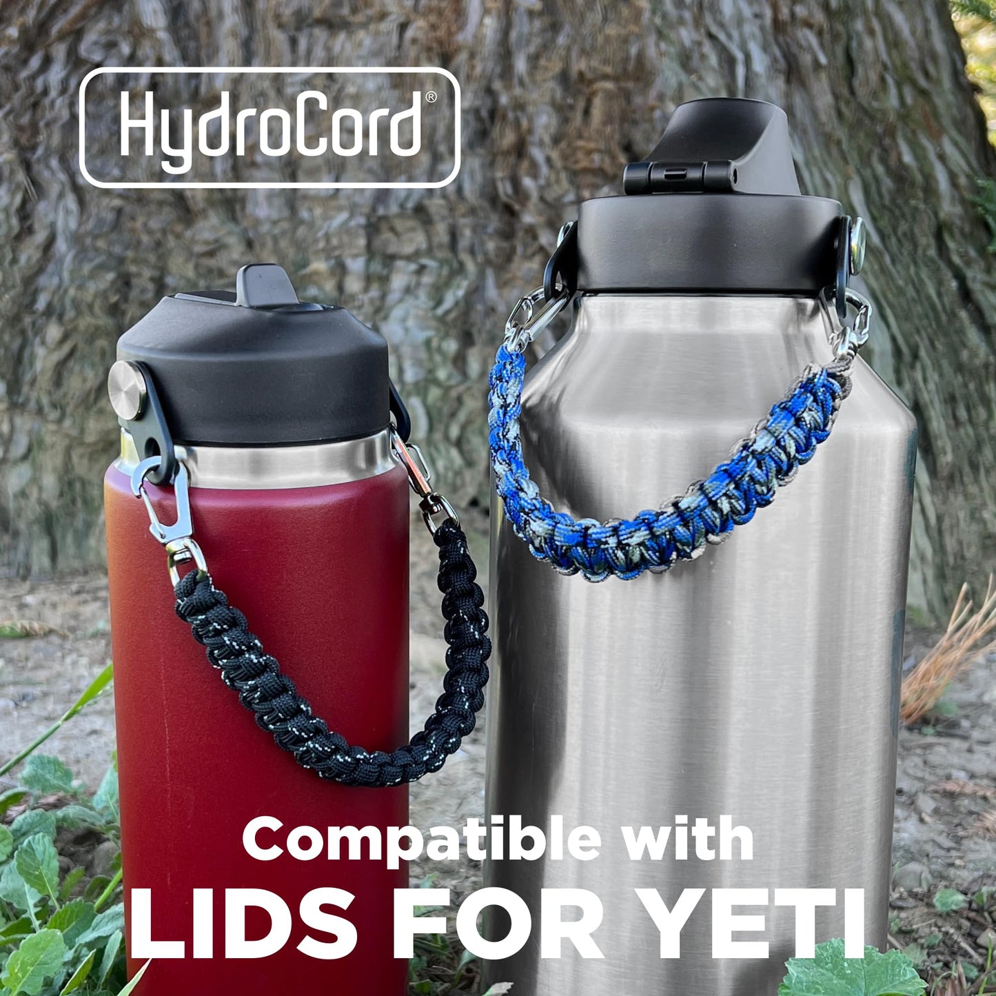 Gearproz HydroCord 3.0 H, Replacement Handle and Clips for Hydroflask Lids with Rivets, Fits Wide Mouth Bottles 12oz-64oz, Shoulder Strap, Water Bottle Handle, Durable Carrier (Black)