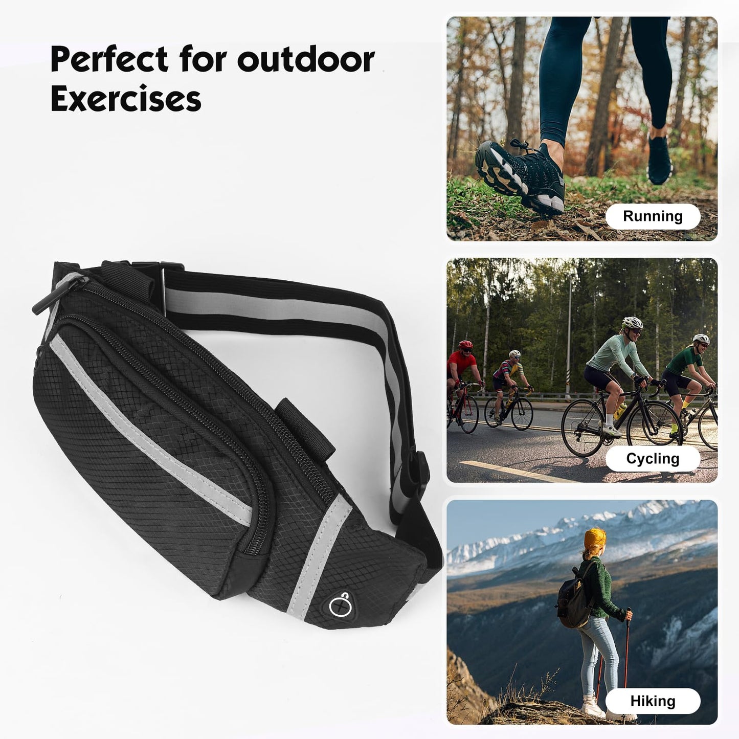 360° Reflective Running Belt & Vest | High Visibility Safety Gear with Adjustable Straps for Night Jogging, Walking, Cycling | Lightweight & Water Resistant Waist Pack