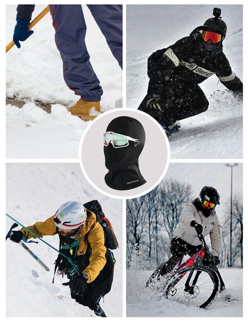 KUTOOK Black Balaclava Ski Mask Men Women Winter Motorcycle Football Full Head Face Mask Cold Weather Pasa Montañas para Hombre Black 2