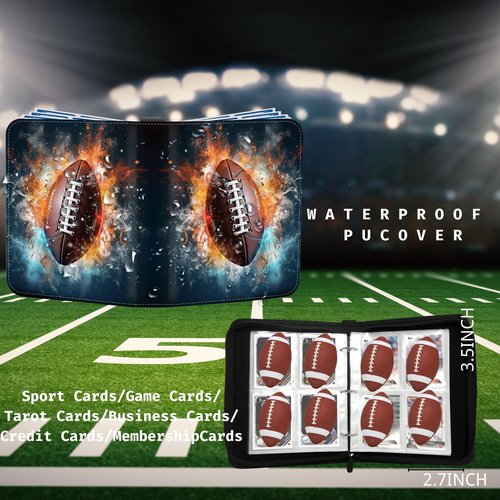 CHIMORY 2025 Football Card Binder Trading Card Binder Holder 400 Pockets, Fits 400 Cards with 50 Removable Pages, Football Cards Gifts Collector Album with Zipper Storage Display Case