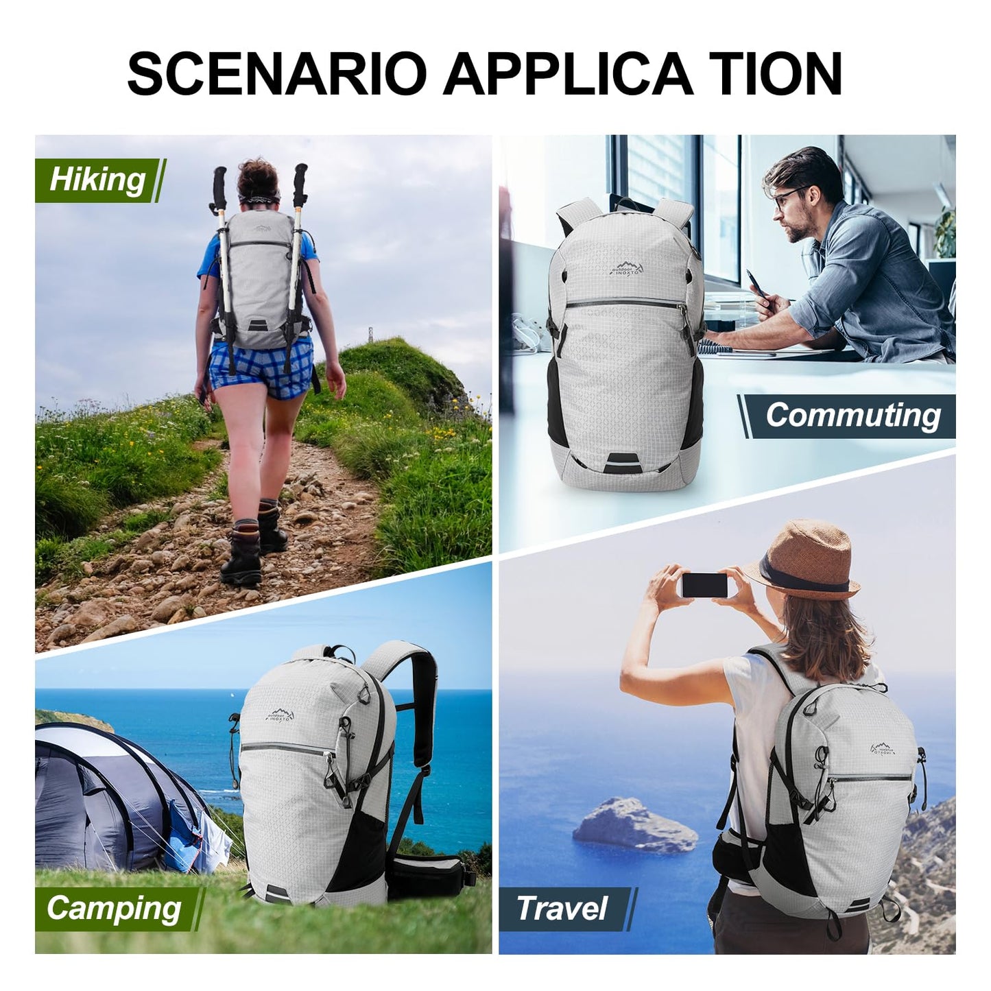 IX INOXTO Hydration Pack, 25L Hiking Backpack with 3L Water Bladder and Rain Cover, Lightweight Hydration Pack for Hiking, Cycling, Climbing, Camping (Grey)