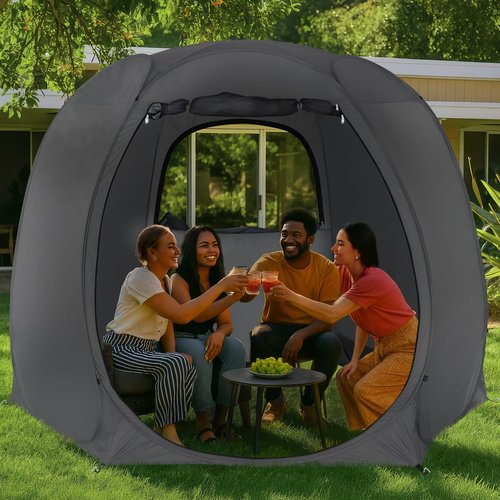 Leedor 10'x10' Hexagon Pop Up Sun Shade Canopy Tent - Ventilated Mesh Walls, Perfect for Camping, Beach, Events, and Outdoor Party Decorations, All-Season Shelter (Not Waterproof)