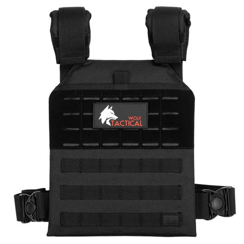 WOLF TACTICAL Simple Weighted Vest Men Womens Weighted Vest for Walking Running Training Rucking Adjustable Weight Vest, Black
