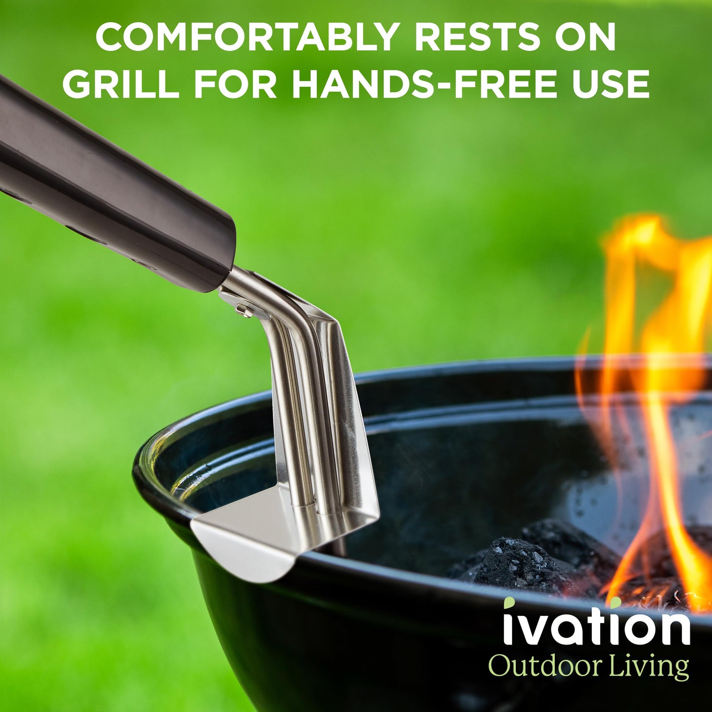 Ivation Premium 500W Electric Charcoal Starter (Small) – Quickly Ignite BBQ Grills Without Lighter Fluid or Matches – Double-Ring Design with Longer, Angled Handle Safely Heats in Just 6 Minutes