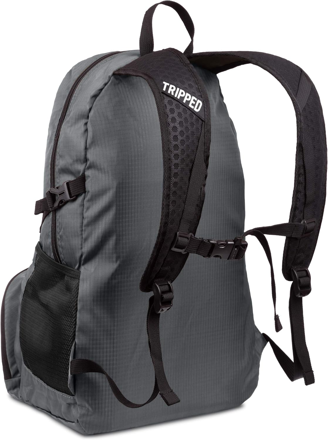 TRIPPED Travel Gear Traveling Backpack- Foldable collapsible lightweight backpack for travel (Black) 35 liters