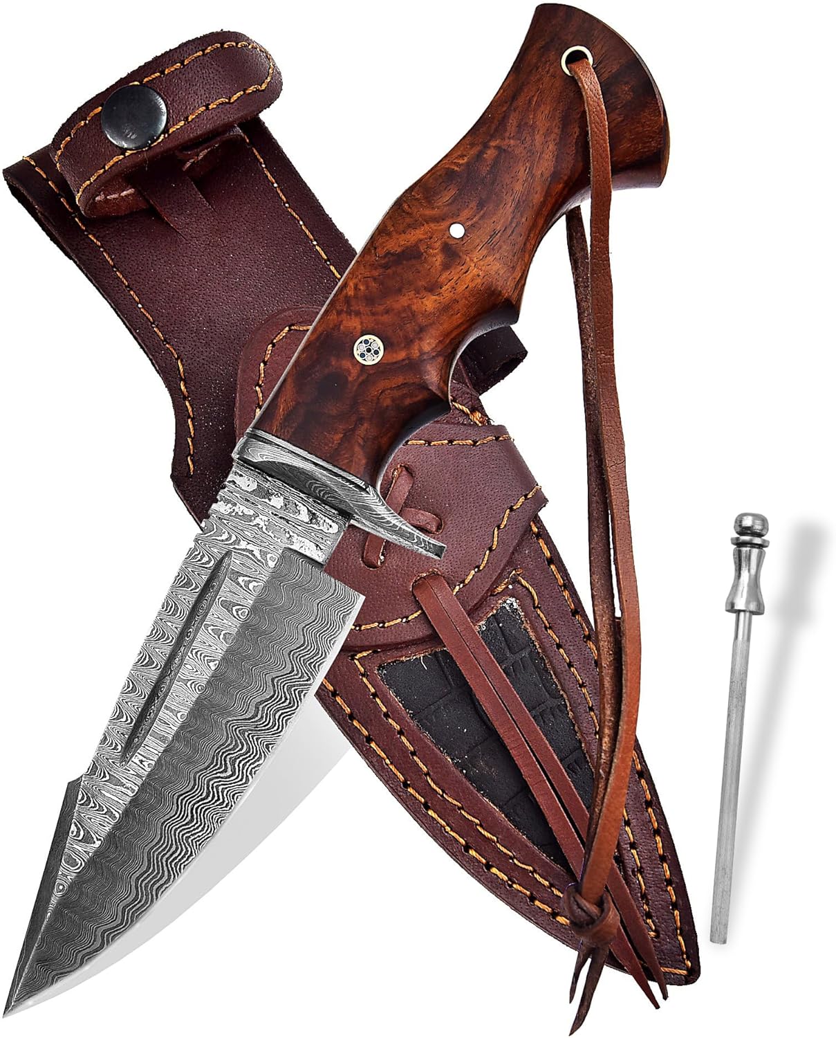 Poshland TR-1168 Custom Handmade Damascus Steel 10 Inches Tracker Knife - Perfect Grip Black Micarta Handle