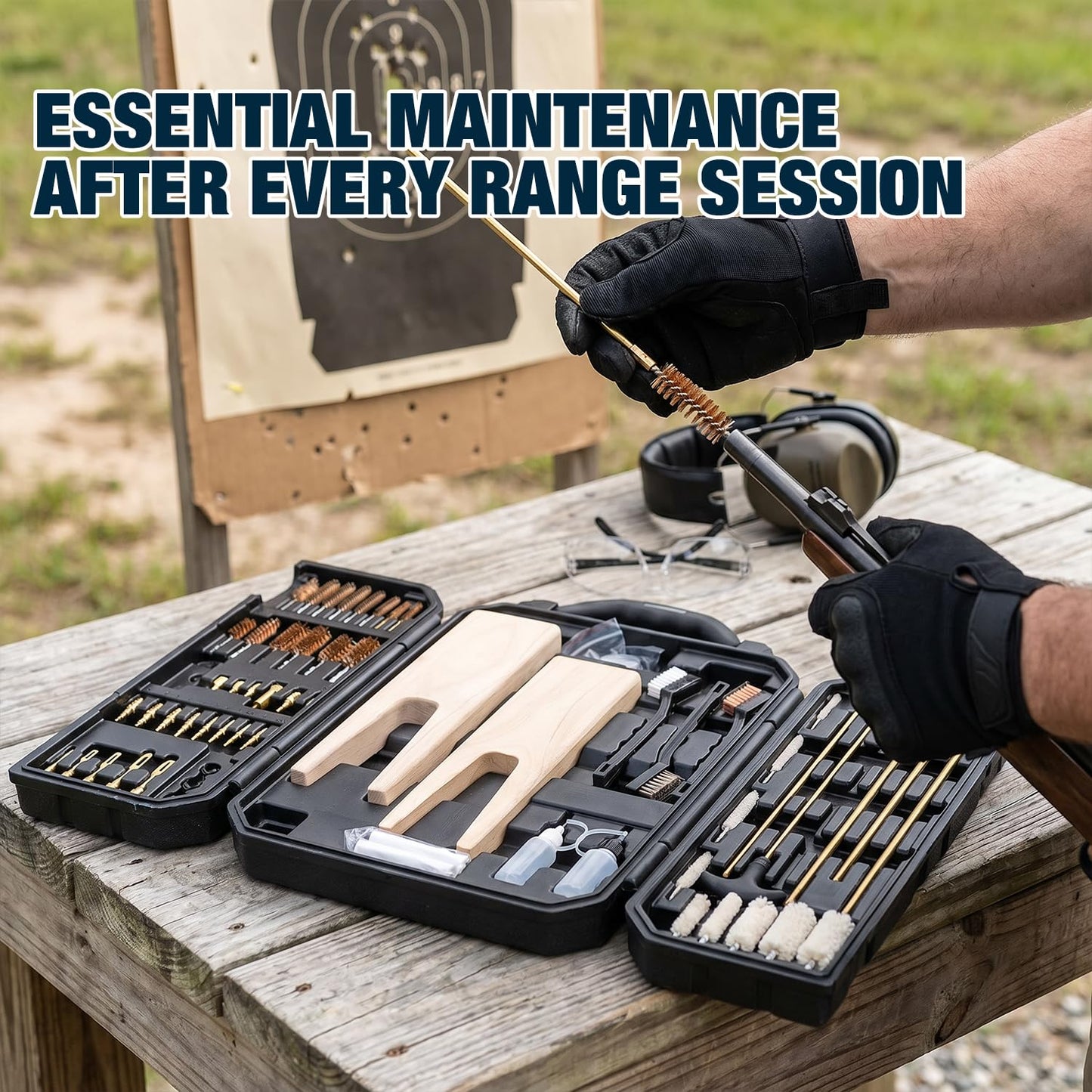 Universal Gun Cleaning Kit for All Caliber Compatible with Pistol Rifle Handgun Shotgun Hunting with Brass Rods and Cleaning Stand