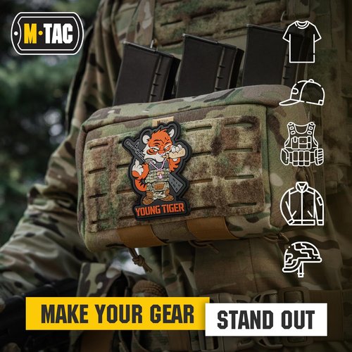 M-Tac Morale Patch - PVC 3D Funny Military Tactical Patch - Tactical Cool Army Meme Patches for Vest, Backpacks, Hats - Hook and Loop Patches (Young Tiger)