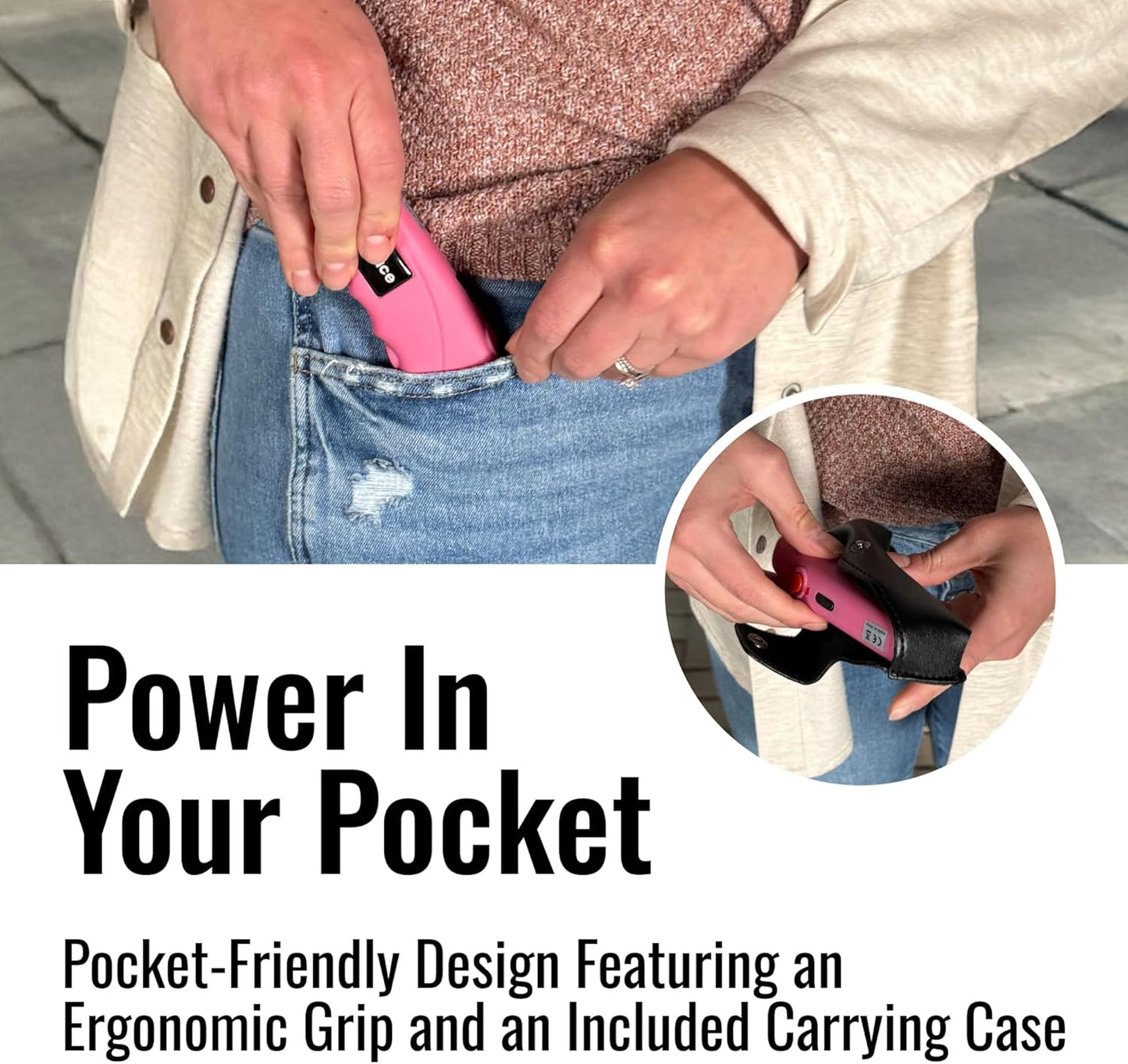 Rechargeable Mace Stun Gun for Self Defense - High Voltage with Bright LED Light