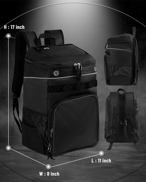 TRAILKICKER Basketball Bag Backpack with Ball Holder Multi-Sport Backpack for Soccer Volleyball Football Baseball Helmet (TK11-Black, Medium)