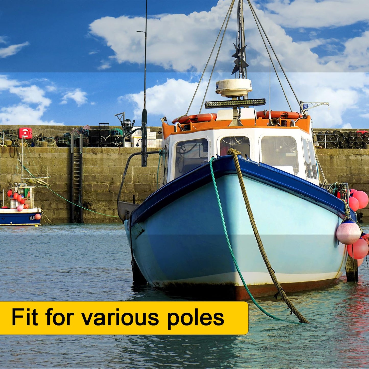 GearTrust Pole Mount Fishing Rod Holder for Bike, Adjustable Fishing Pole Holder for Bike with Mount Clamp, Rod Rack for Bicycle, Boats, Golf Cart, Fishing Chair, ATVS, Carts(Carbon Black)