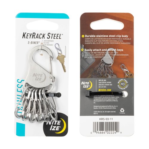 Nite Ize KeyRack Steel S-Biner - Heavy-Duty Carabiner Clip for Keys - KeyRack Holder Clip with Small S-Biners - Stainless Steel Key Clip Organizer Accessories - 2 Pack